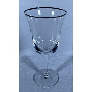 Vintage Noritake Crystal Spectrum Water Goblet Platinum Rim 7-1/2"